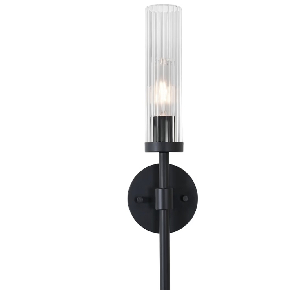 Black Wall Sconce with Glass Shade 15"